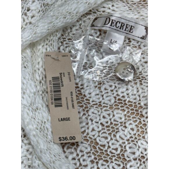 Decree SOFT Cardigan Sweater Ivory Draped Sides Short Sleeve Women’s Size L, NWT - Picture 6 of 8